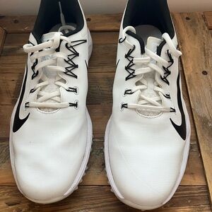 Nike White and Black Golf Cleats Classic Design